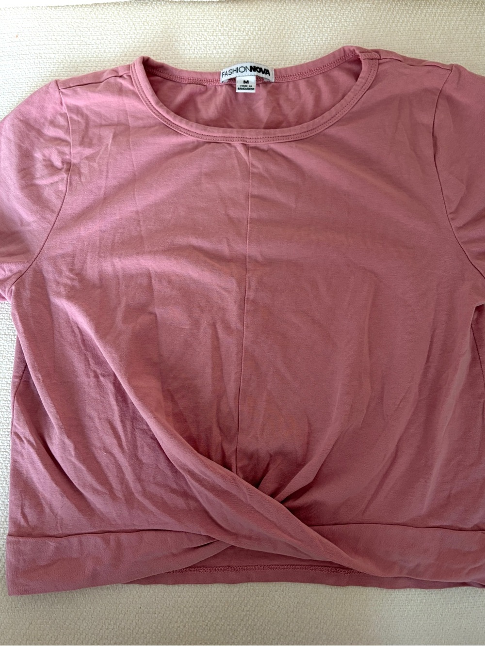 Fashion Nova Dusty Rose Twist-Hem Short Sleeve Tee